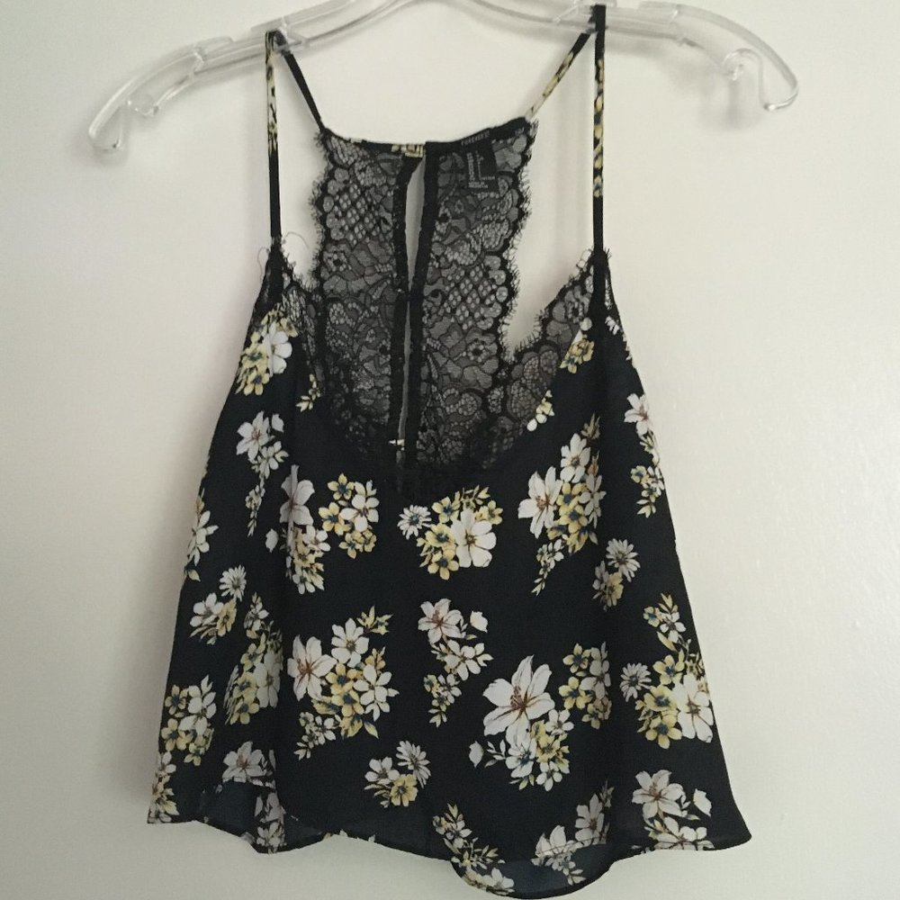 Black Floral Crop Top